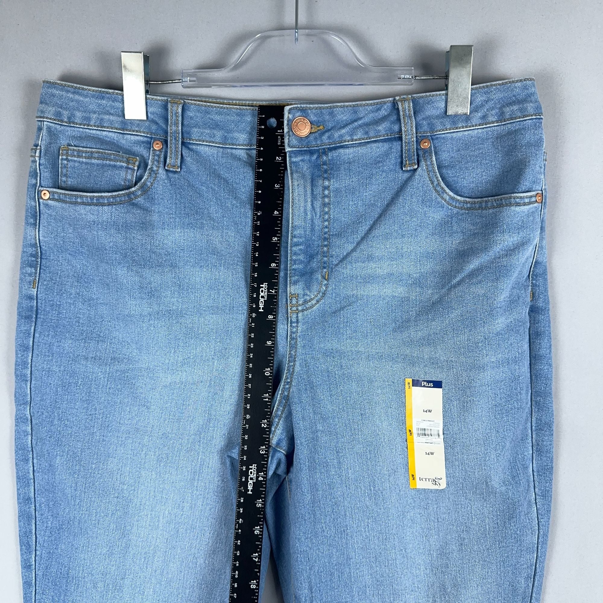 Terra Sky Size 14W Straight Leg Jeans High Rise Blue Light Wash
