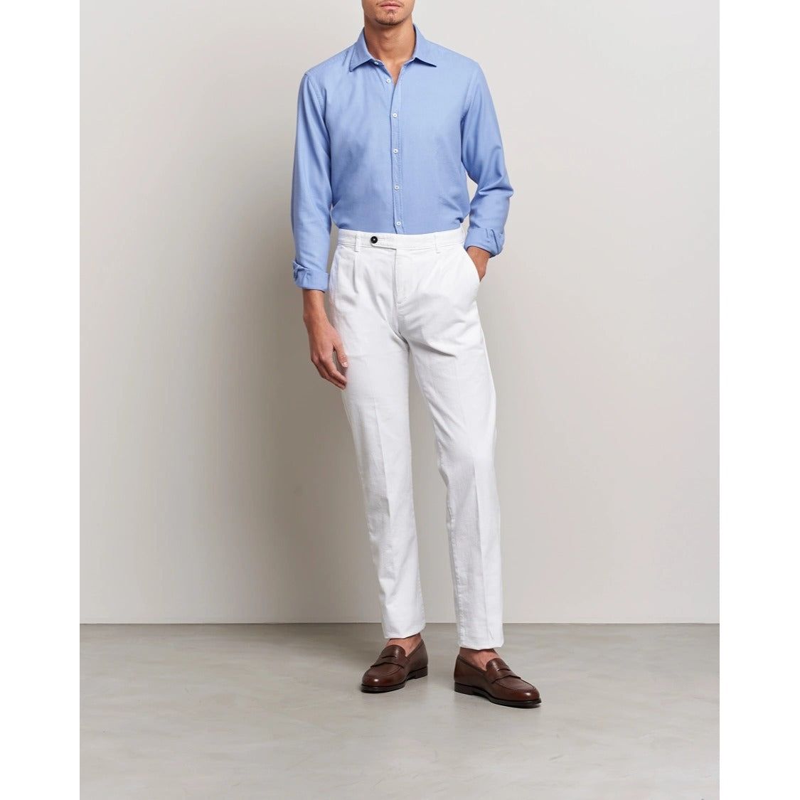 Zara Button-Down Shirt Size Large Light Blue Regular Fit Long Sleeve