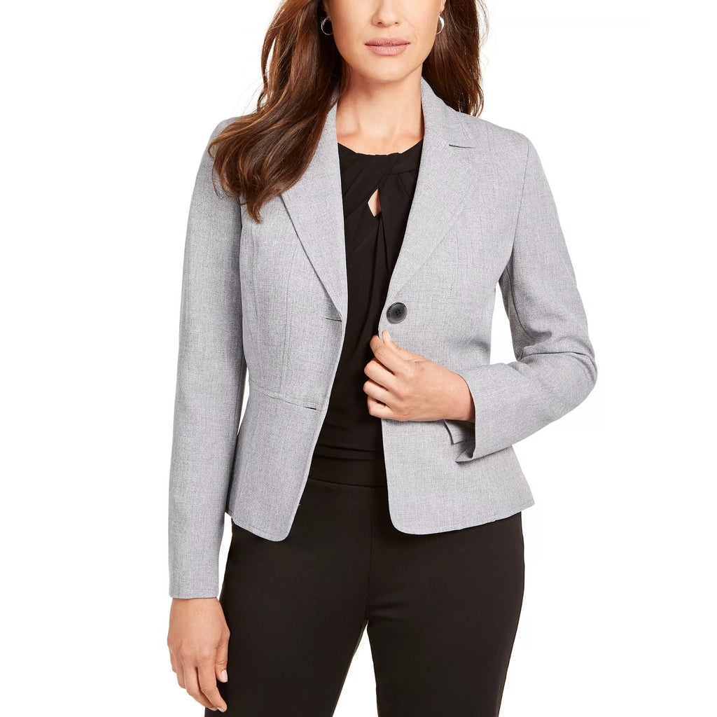 Kasper Blazer Jacket Womens Size 16 Gray Two-Button Fully Lined