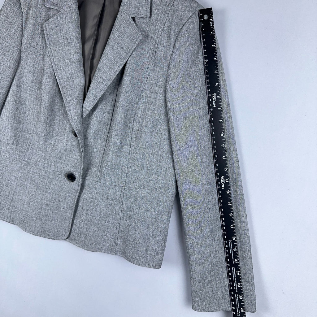 Kasper Blazer Jacket Womens Size 16 Gray Two-Button Fully Lined