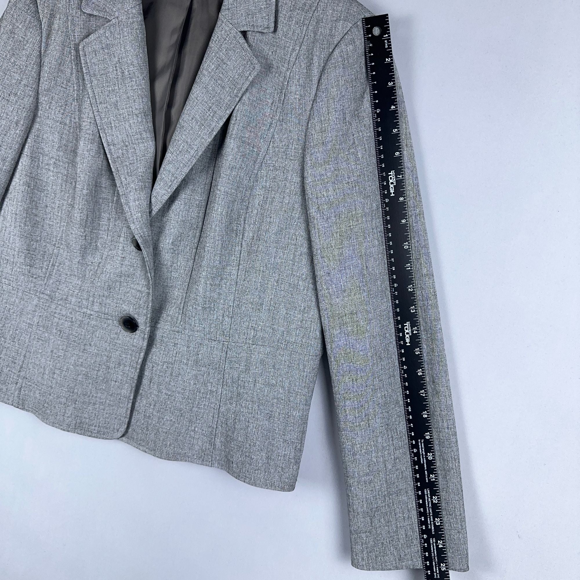 Kasper Blazer Jacket Womens Size 16 Gray Two-Button Fully Lined