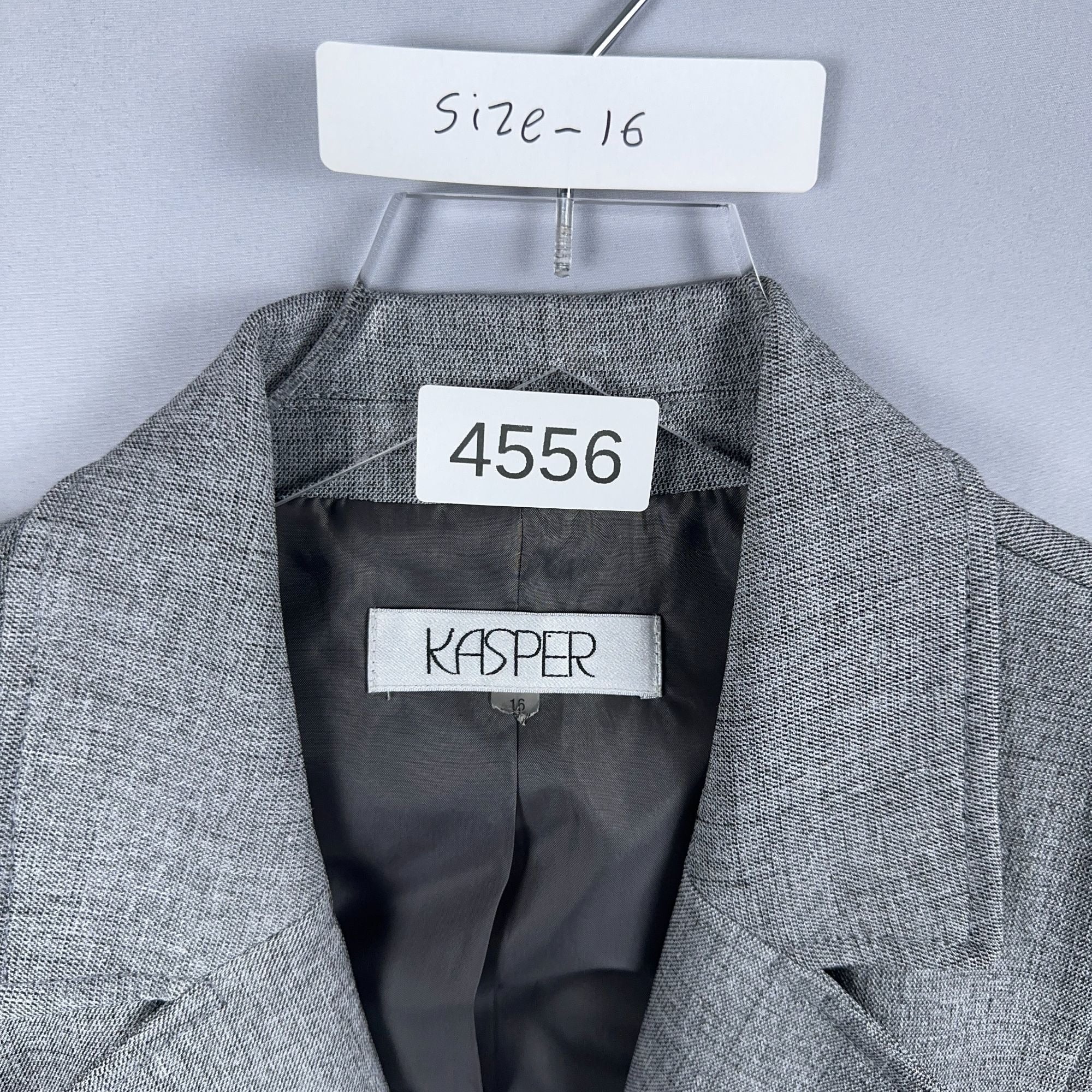 Kasper Blazer Jacket Womens Size 16 Gray Two-Button Fully Lined