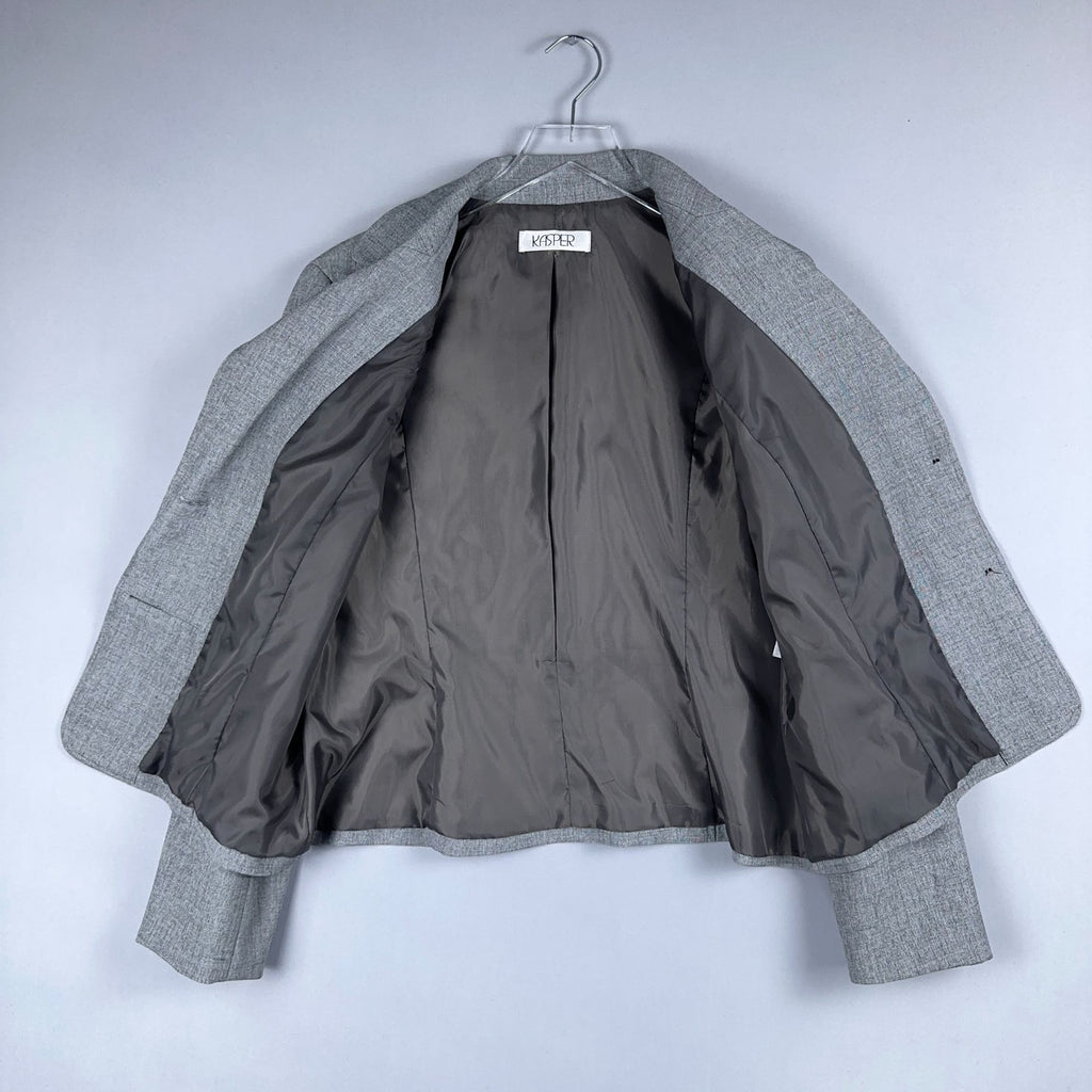 Kasper Blazer Jacket Womens Size 16 Gray Two-Button Fully Lined