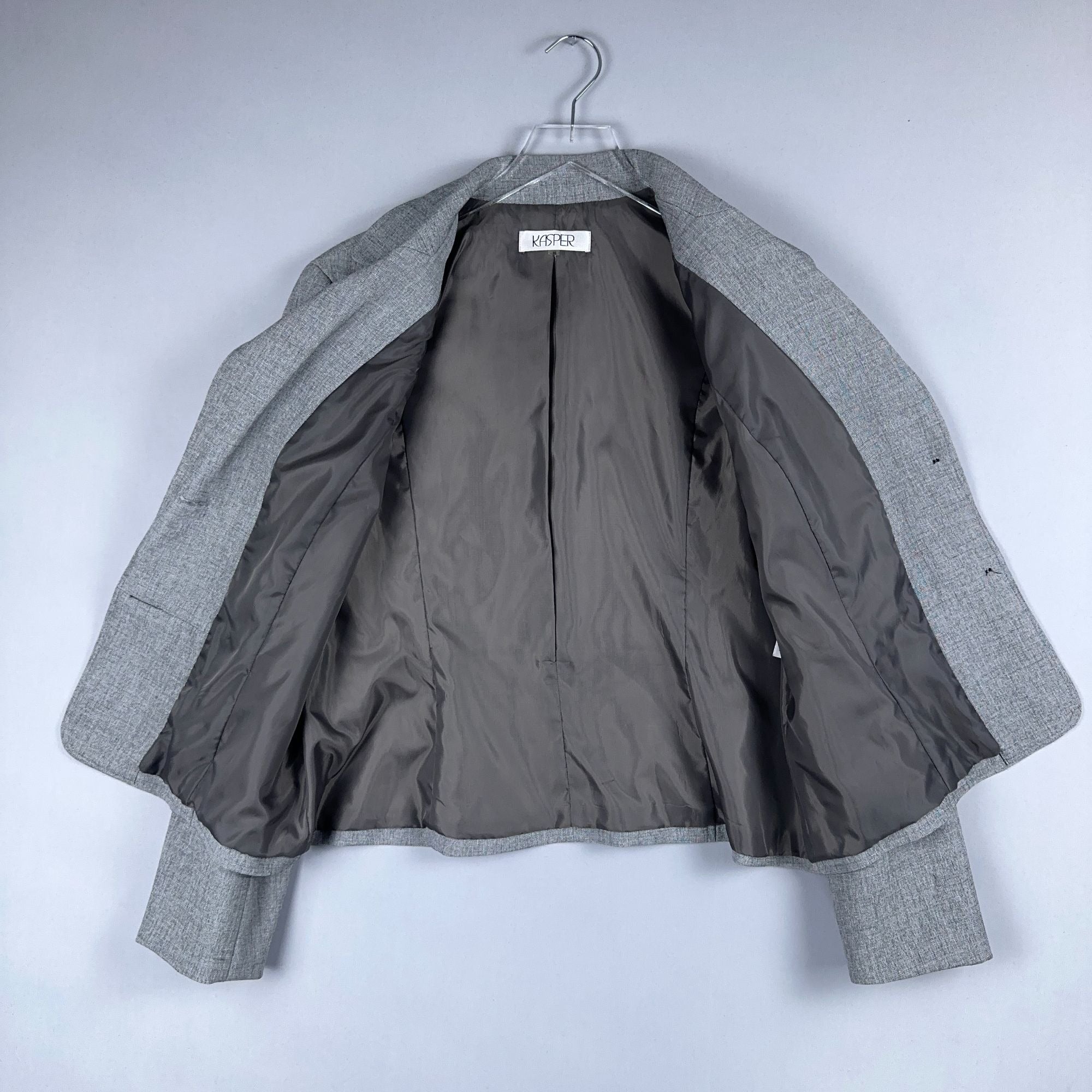 Kasper Blazer Jacket Womens Size 16 Gray Two-Button Fully Lined
