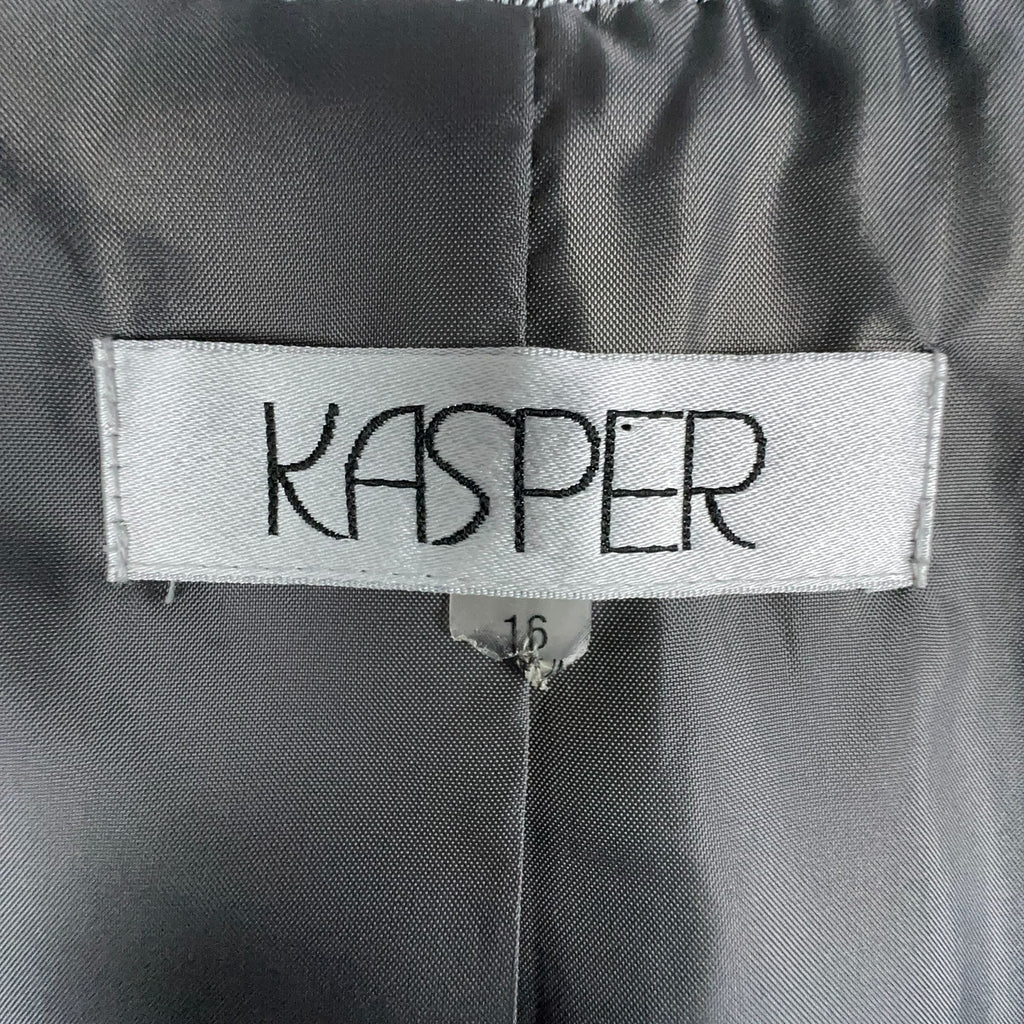 Kasper Blazer Jacket Womens Size 16 Gray Two-Button Fully Lined