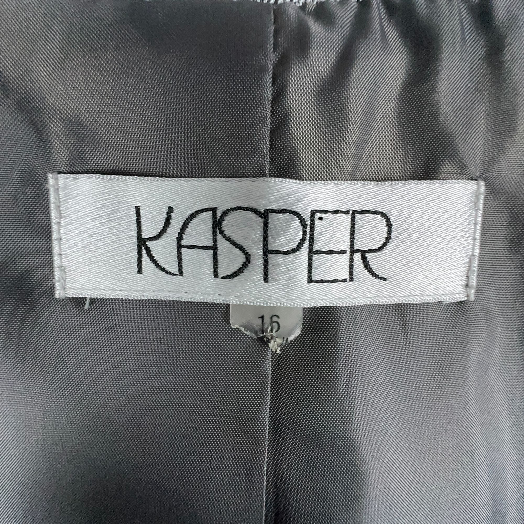 Kasper Blazer Jacket Womens Size 16 Gray Two-Button Fully Lined