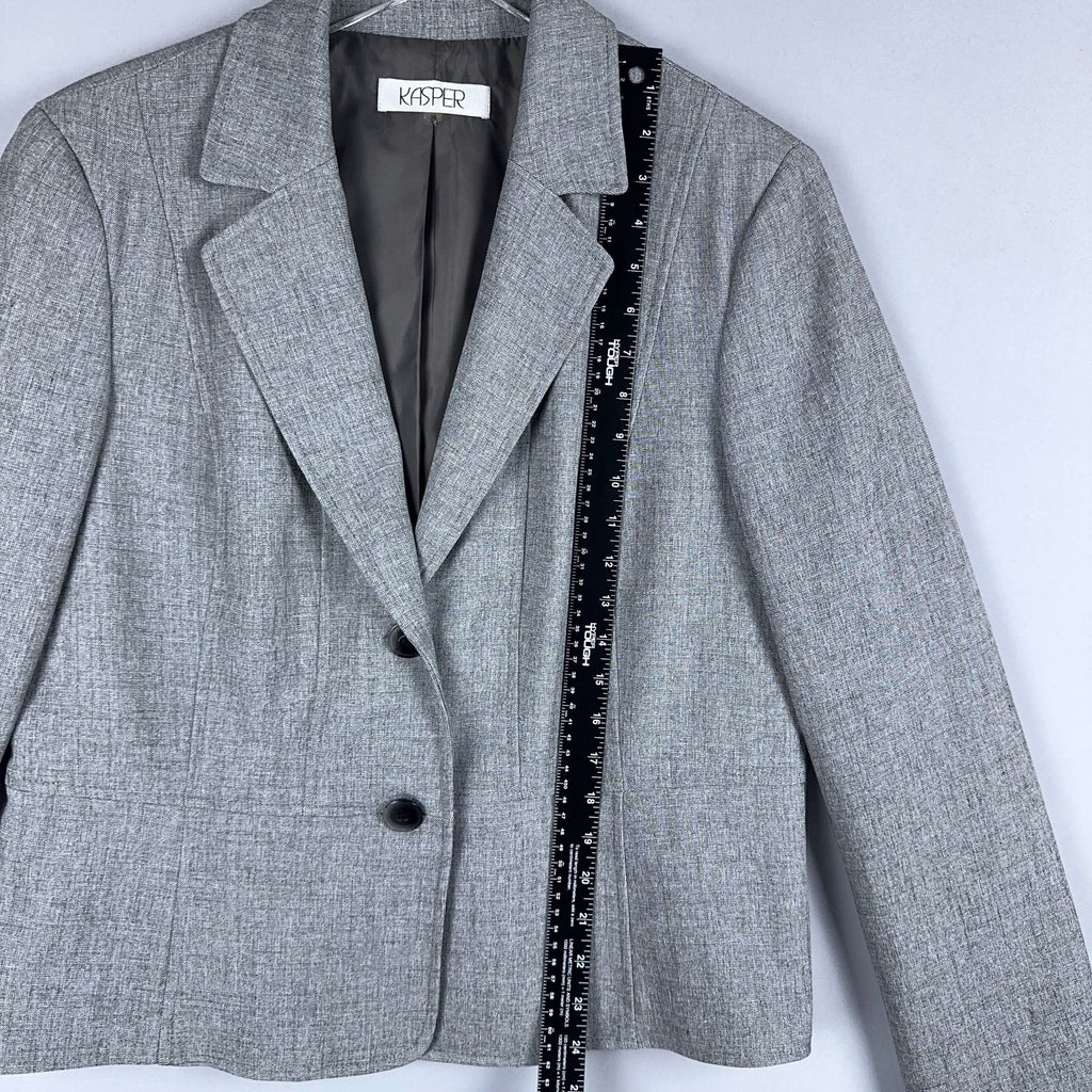 Kasper Blazer Jacket Womens Size 16 Gray Two-Button Fully Lined