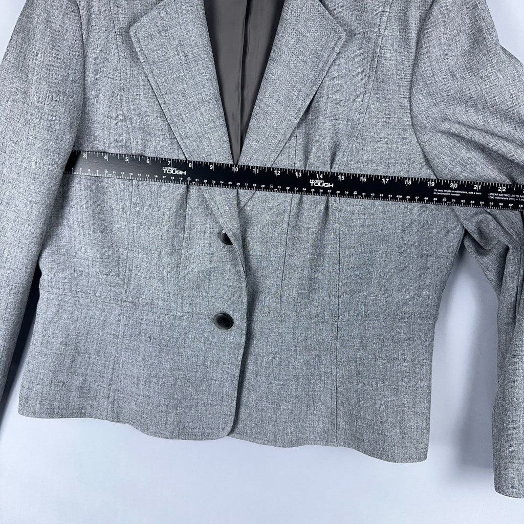 Kasper Blazer Jacket Womens Size 16 Gray Two-Button Fully Lined