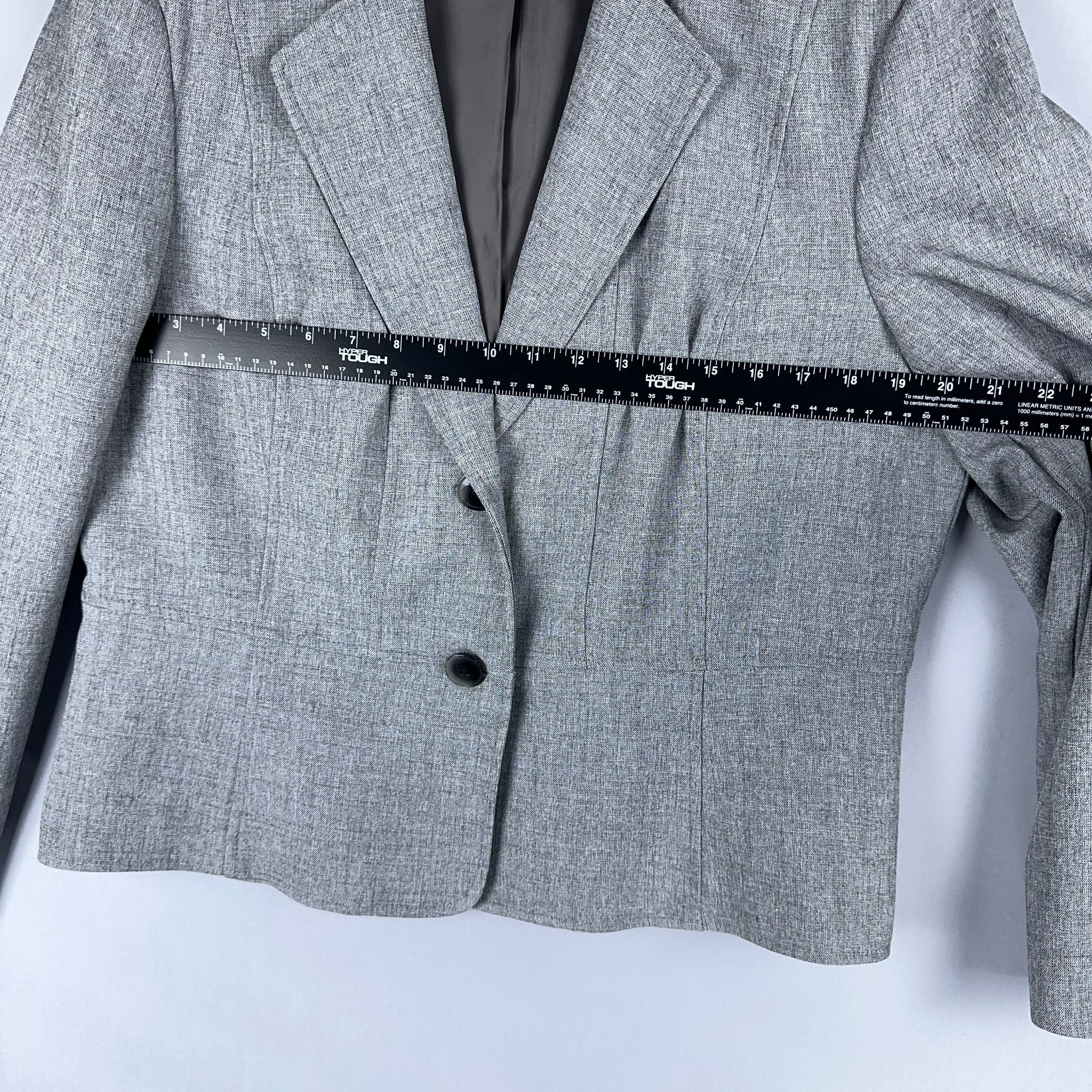 Kasper Blazer Jacket Womens Size 16 Gray Two-Button Fully Lined