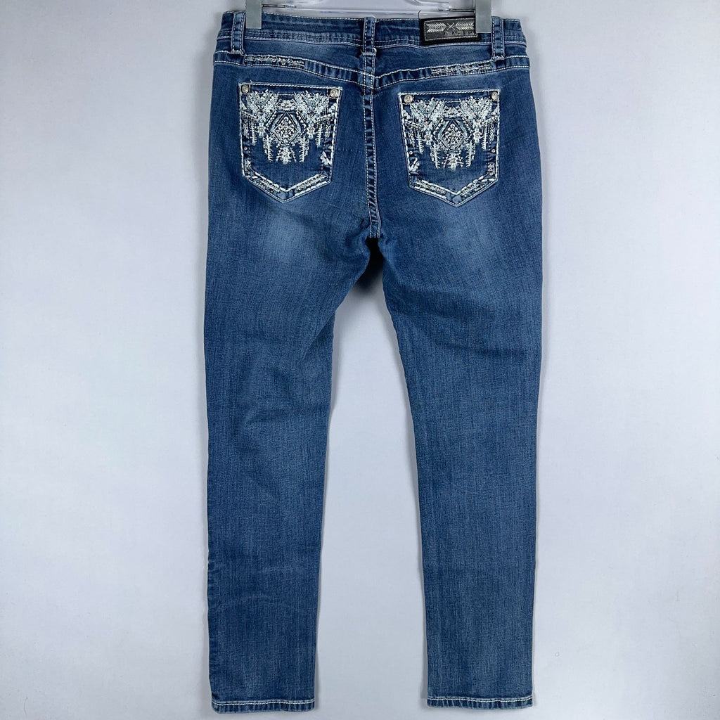 Grace In LA Jeans Womens Size 31 Embellished Pockets Skinny Leg Blue Medium Wash