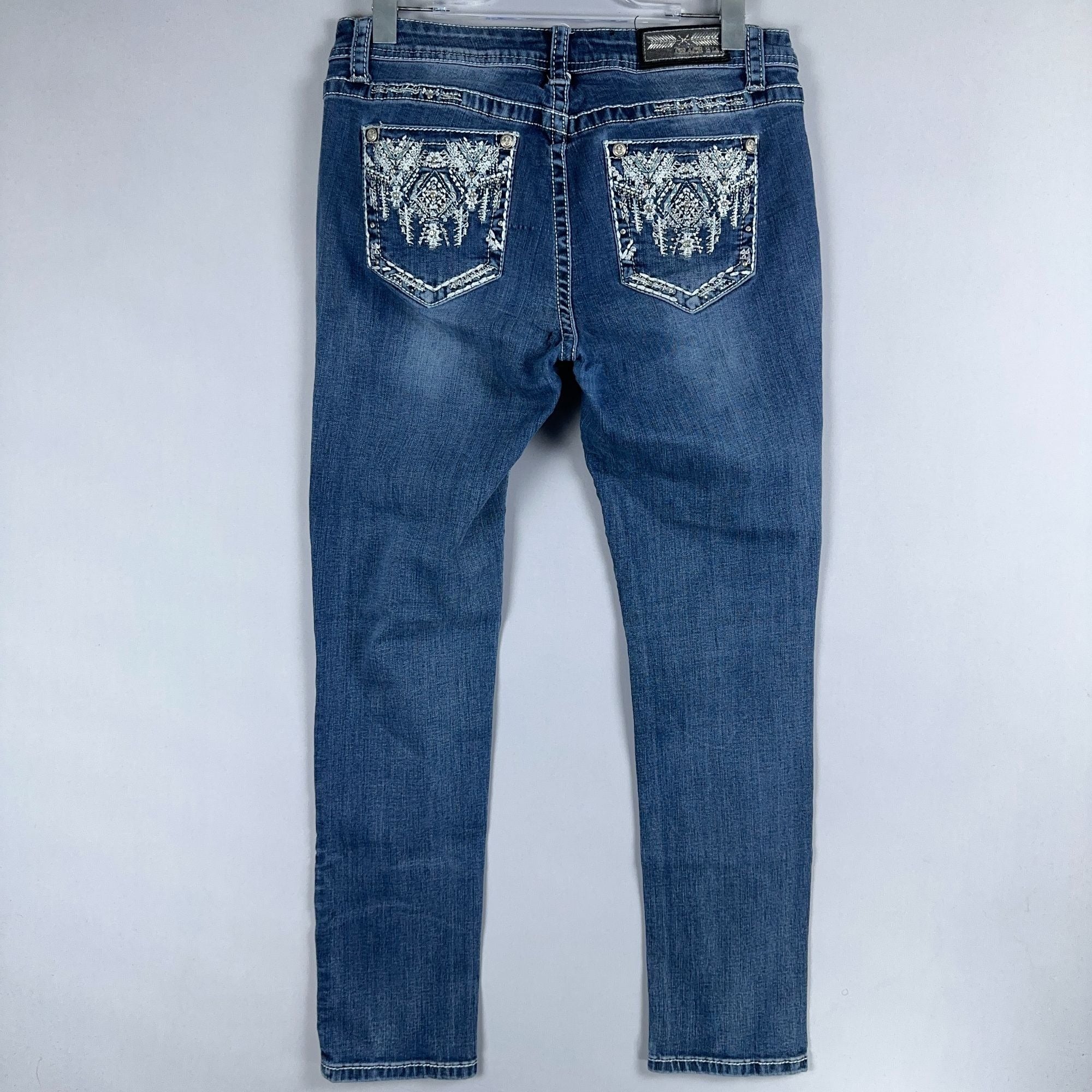Grace In LA Jeans Womens Size 31 Embellished Pockets Skinny Leg Blue Medium Wash