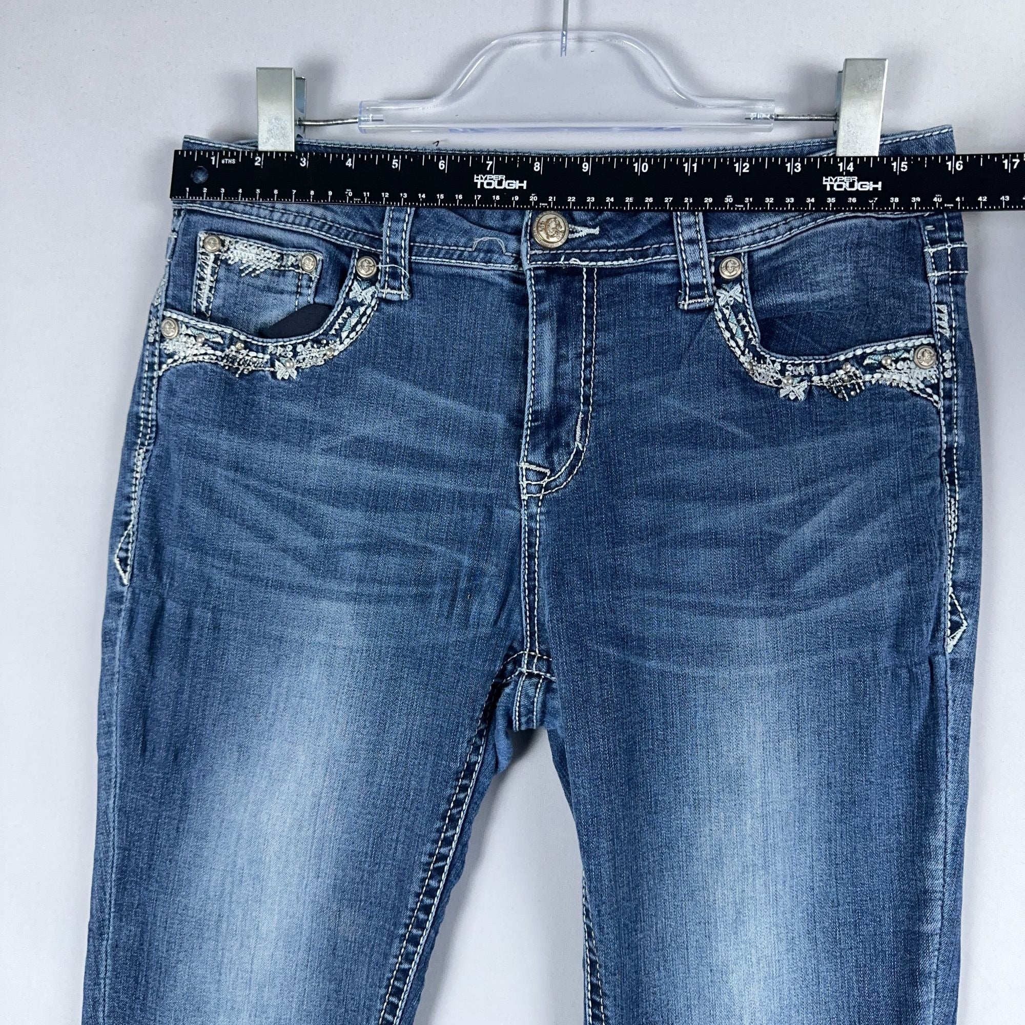 Grace In LA Jeans Womens Size 31 Embellished Pockets Skinny Leg Blue Medium Wash
