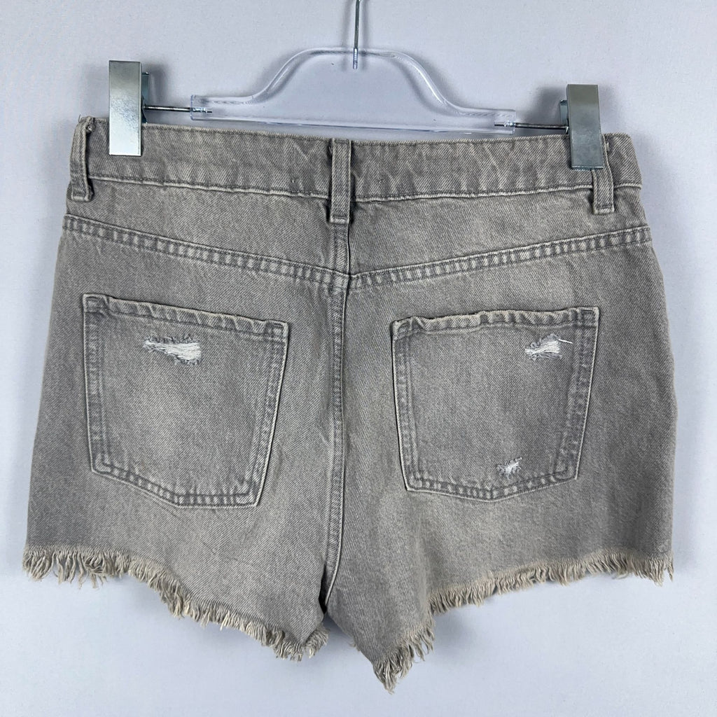 Denim Co Shorts Size 6 Cut Off 100% Cotton  Gray Medium Wash Distressed Raw Hem