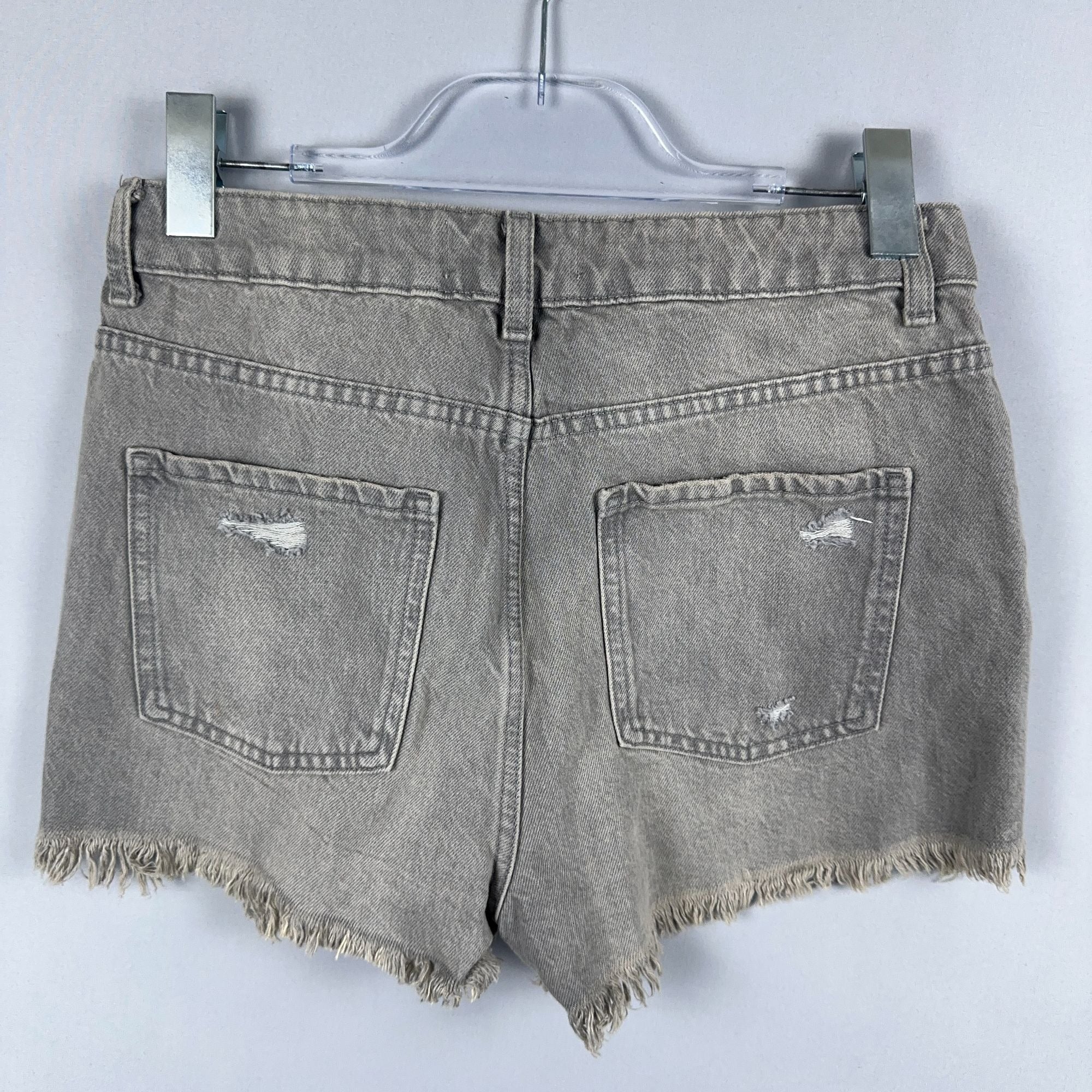 Denim Co Shorts Size 6 Cut Off 100% Cotton  Gray Medium Wash Distressed Raw Hem