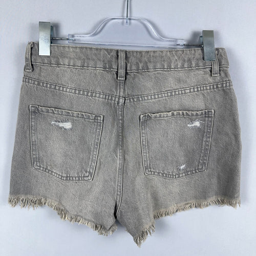 Denim Co Shorts Size 6 Cut Off 100% Cotton  Gray Medium Wash Distressed Raw Hem
