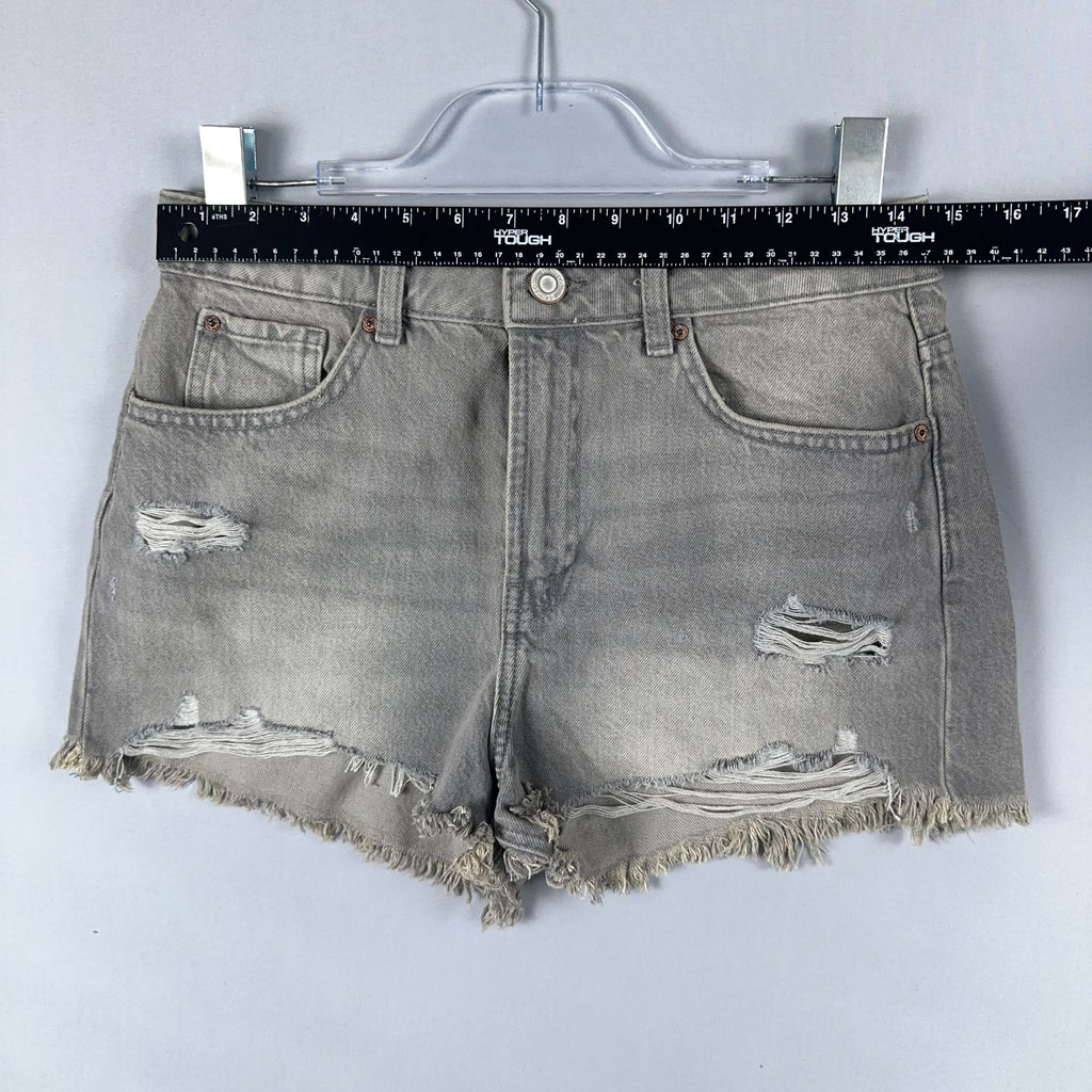 Denim Co Shorts Size 6 Cut Off 100% Cotton  Gray Medium Wash Distressed Raw Hem