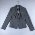 Worthington Blazer Jacket Womens Size 14 Gray Single Breasted Long Sleeve