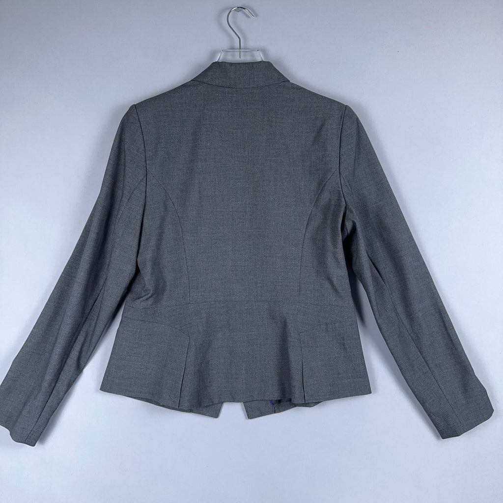 Worthington Blazer Jacket Womens Size 14 Gray Single Breasted Long Sleeve