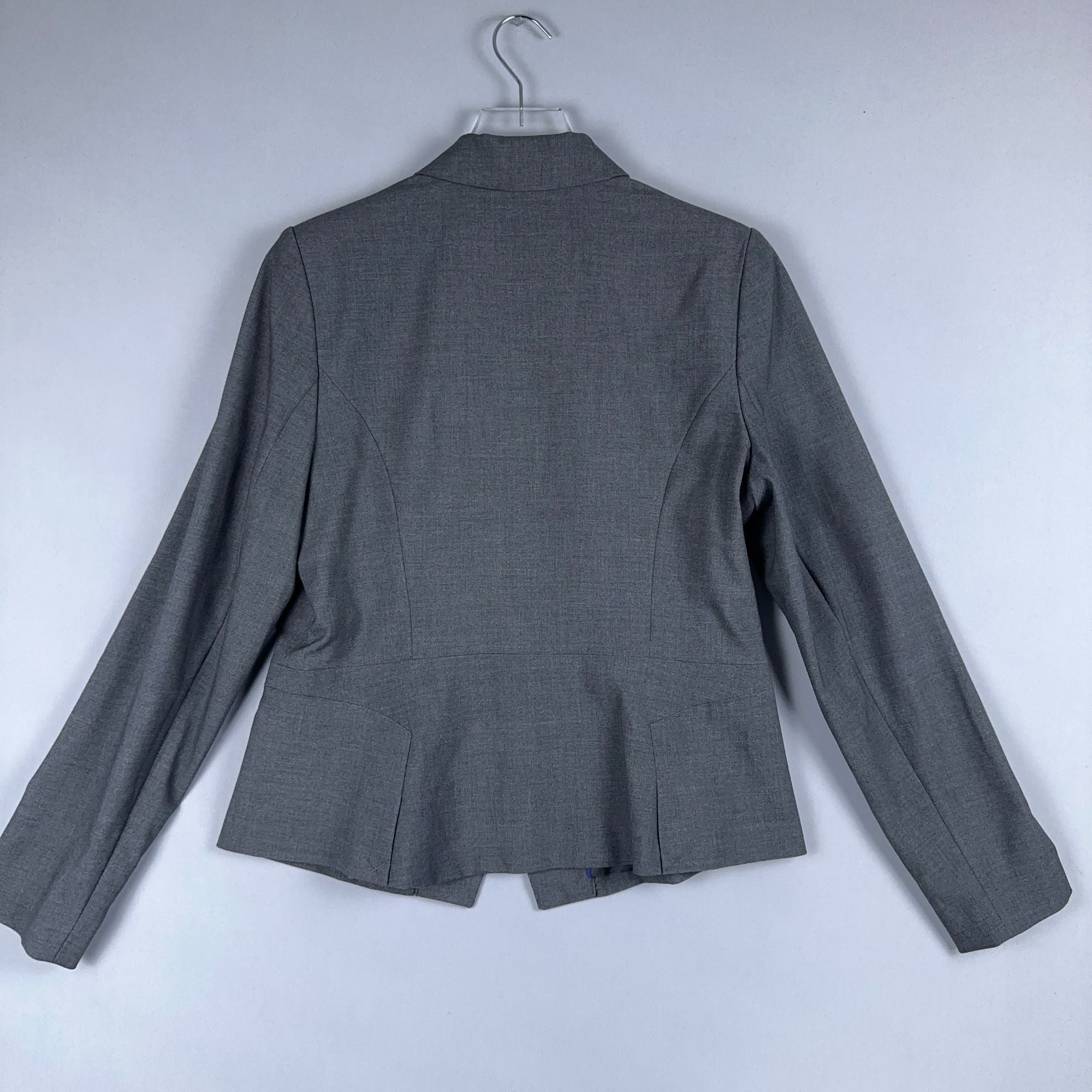 Worthington Blazer Jacket Womens Size 14 Gray Single Breasted Long Sleeve