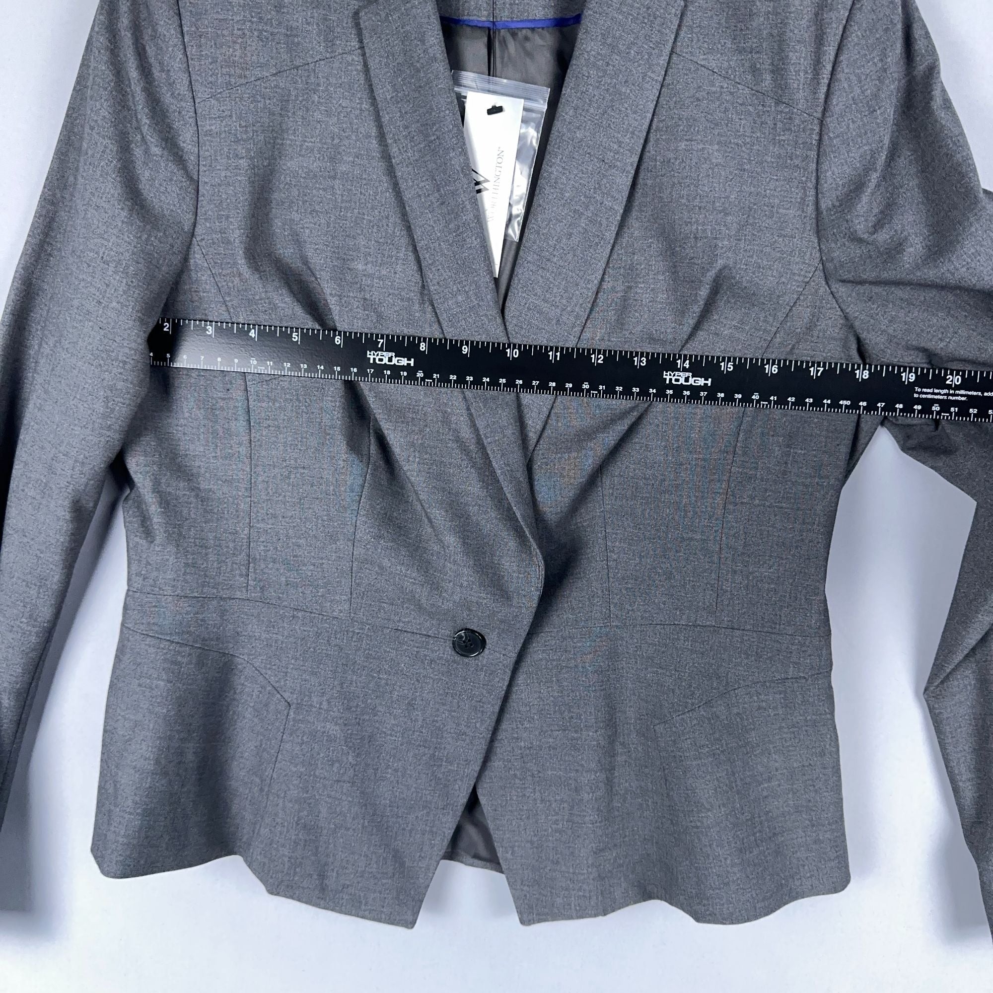 Worthington Blazer Jacket Womens Size 14 Gray Single Breasted Long Sleeve