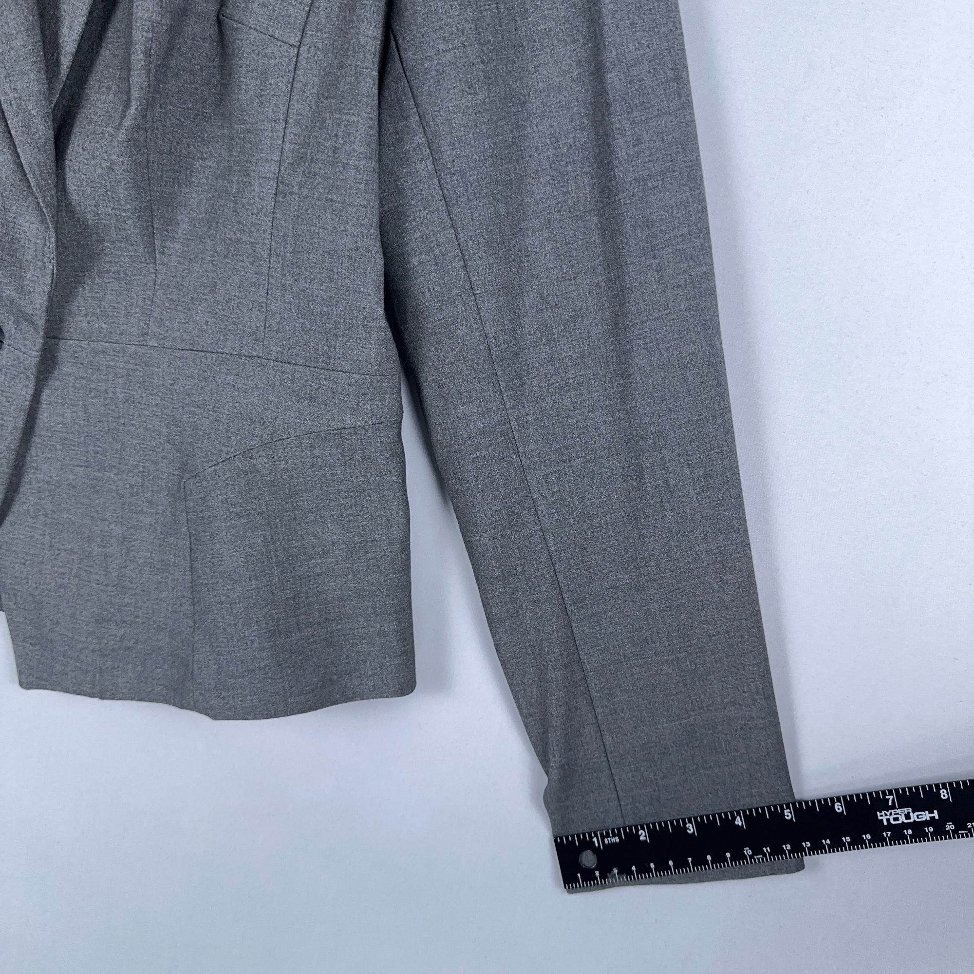 Worthington Blazer Jacket Womens Size 14 Gray Single Breasted Long Sleeve