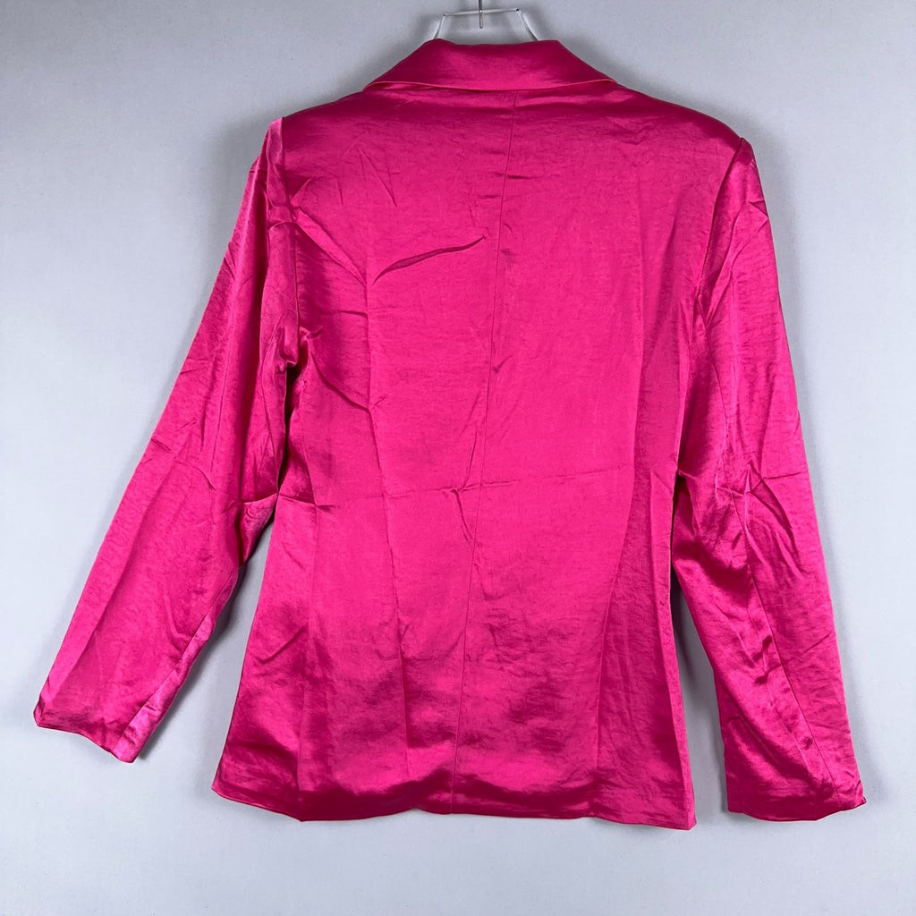Sugarlips Blouse Top Tie Waist Celine Satin Women Size XS Fuchsia