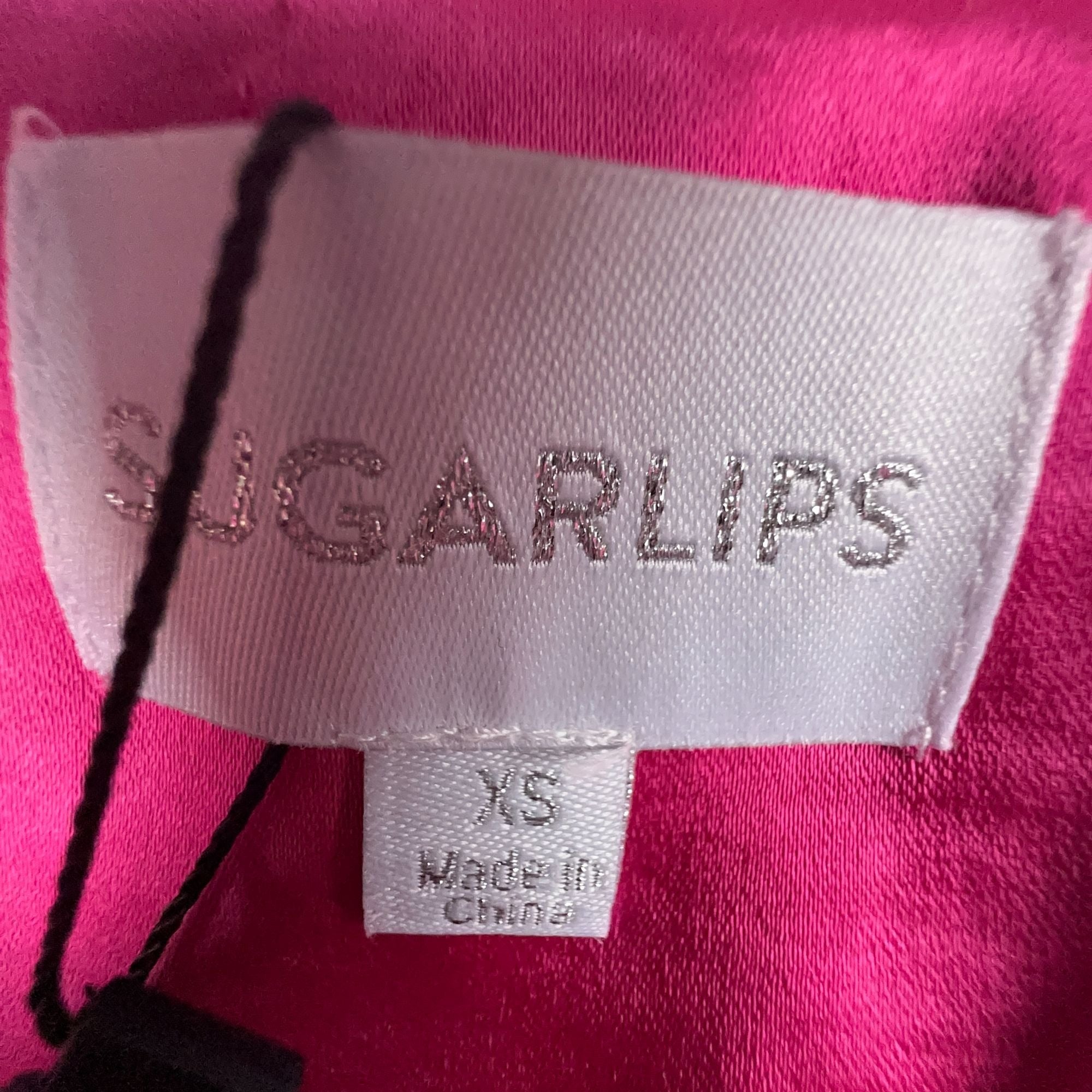 Sugarlips Blouse Top Tie Waist Celine Satin Women Size XS Fuchsia