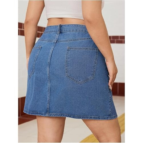 Lee Skort Mid-Rise Womens Size 18 Blue Medium Wash Regular Fit Stretch