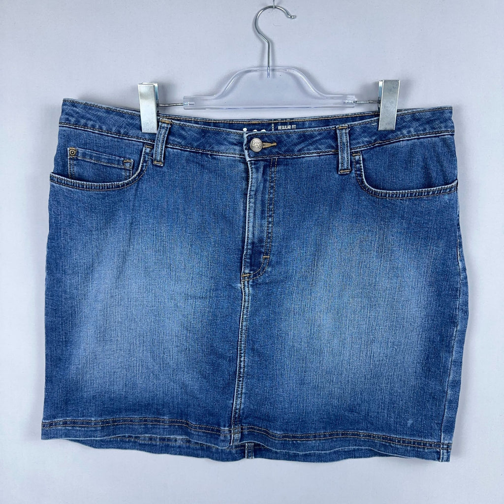Lee Skort Mid-Rise Womens Size 18 Blue Medium Wash Regular Fit Stretch