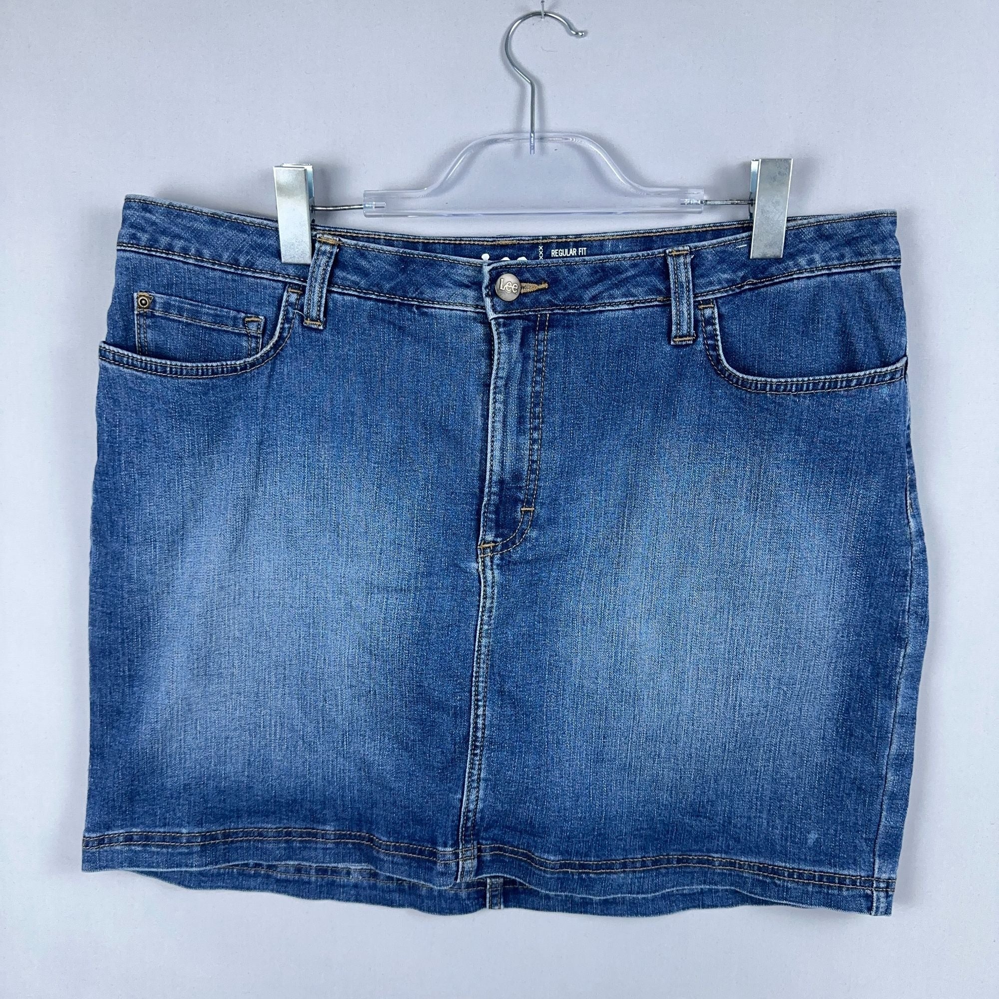 Lee Skort Mid-Rise Womens Size 18 Blue Medium Wash Regular Fit Stretch