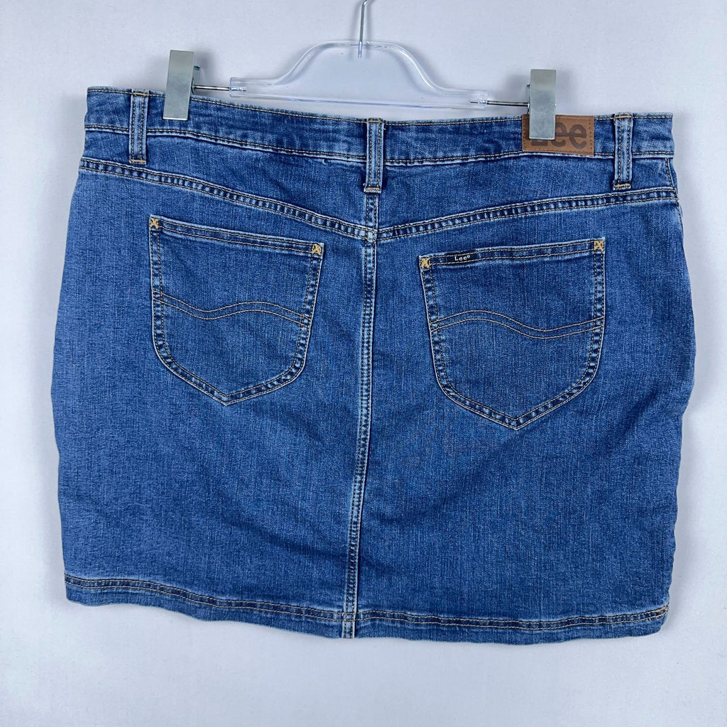 Lee Skort Mid-Rise Womens Size 18 Blue Medium Wash Regular Fit Stretch