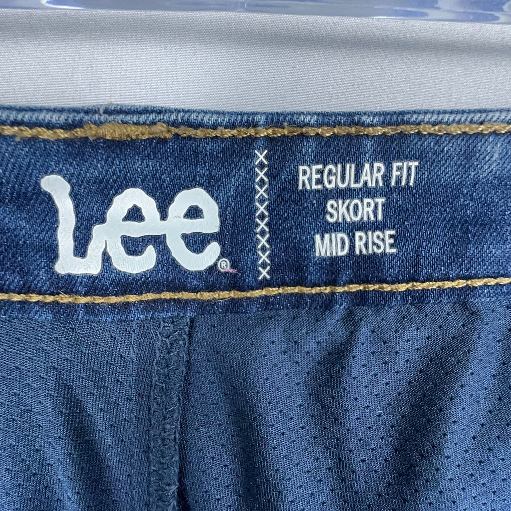 Lee Skort Mid-Rise Womens Size 18 Blue Medium Wash Regular Fit Stretch