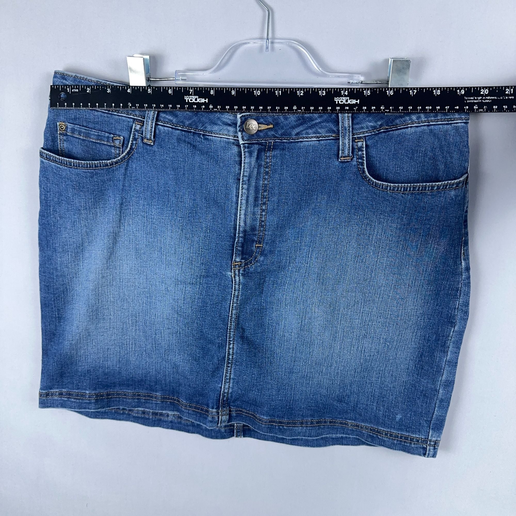 Lee Skort Mid-Rise Womens Size 18 Blue Medium Wash Regular Fit Stretch