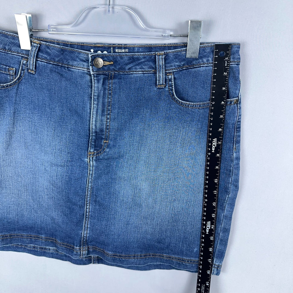 Lee Skort Mid-Rise Womens Size 18 Blue Medium Wash Regular Fit Stretch