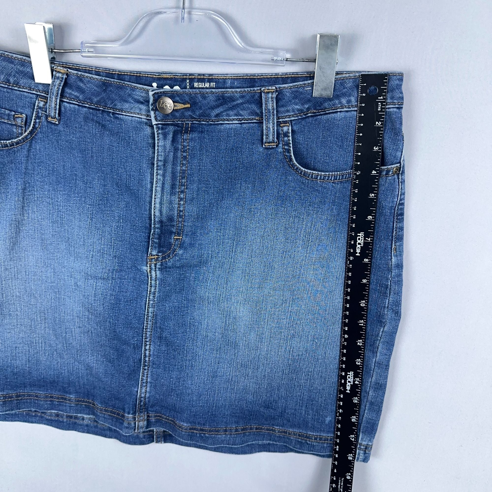 Lee Skort Mid-Rise Womens Size 18 Blue Medium Wash Regular Fit Stretch