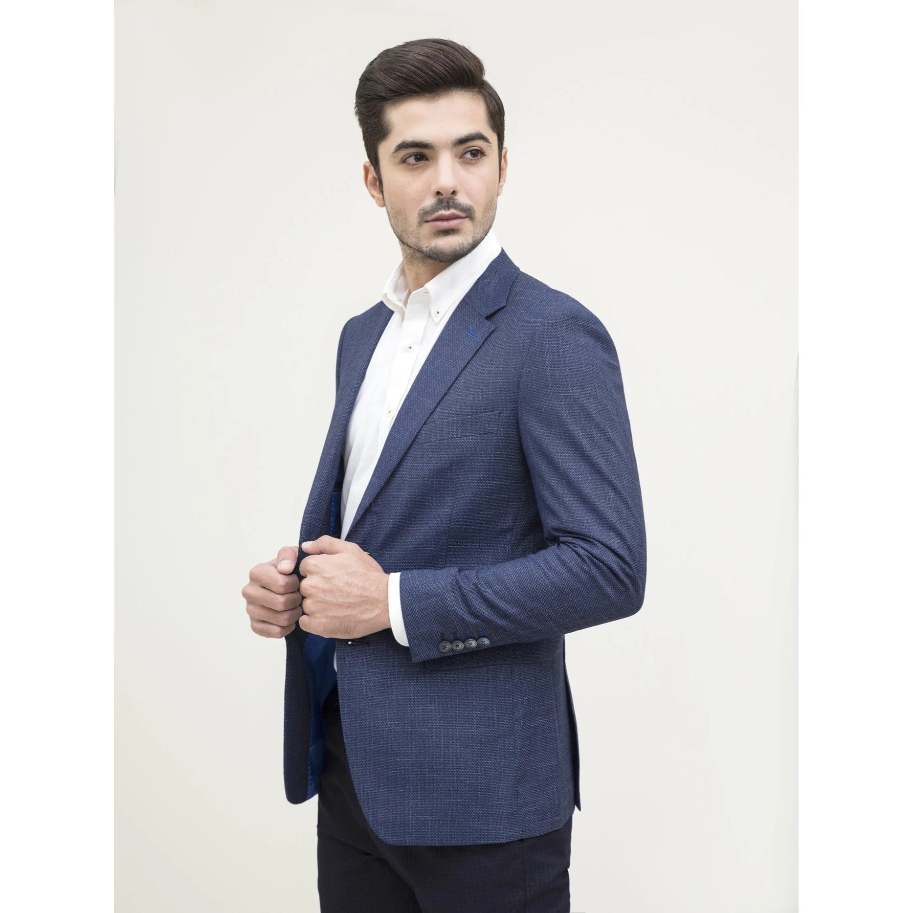 H&M Blazer Jacket Mens Size 40 Regular Blue Slim Fit Two-Button Closure