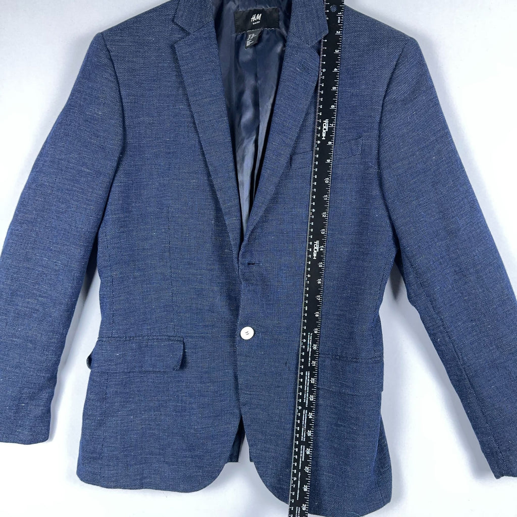 H&M Blazer Jacket Mens Size 40 Regular Blue Slim Fit Two-Button Closure