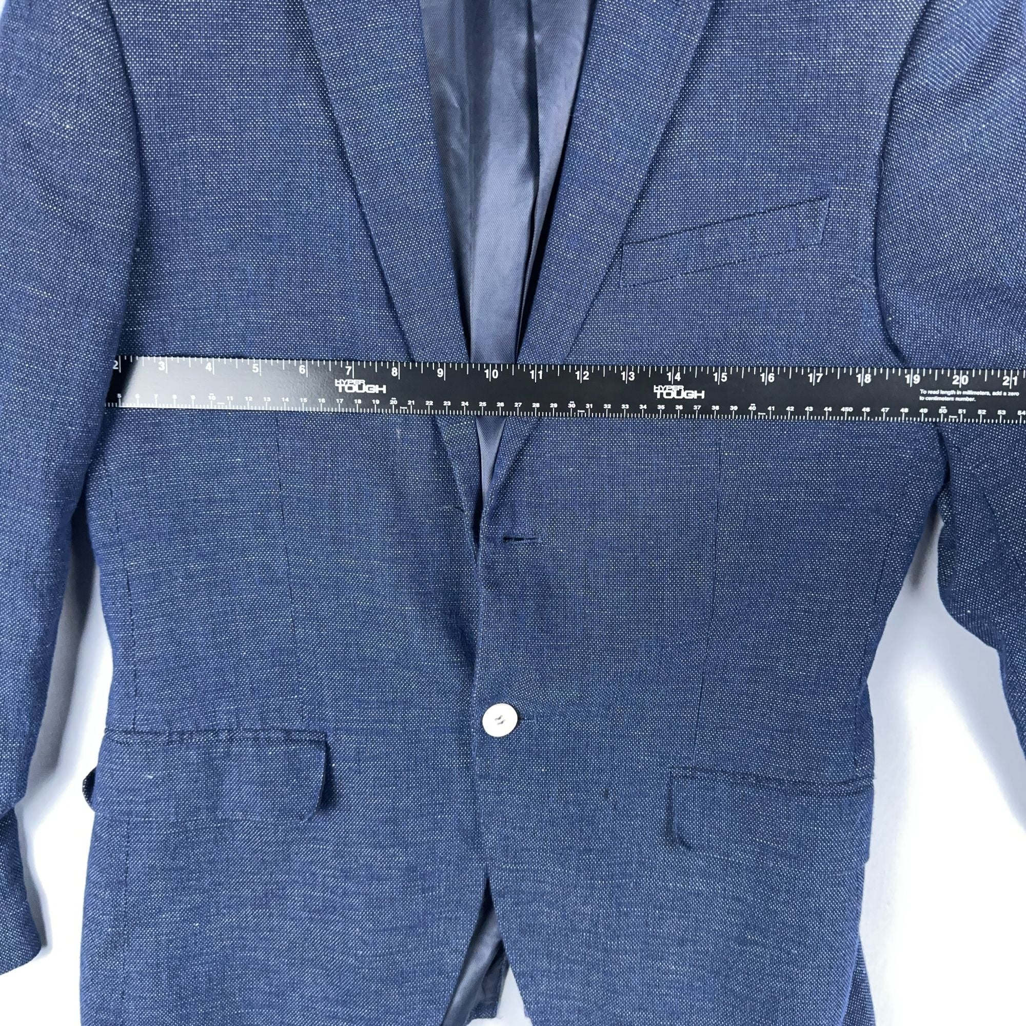 H&M Blazer Jacket Mens Size 40 Regular Blue Slim Fit Two-Button Closure