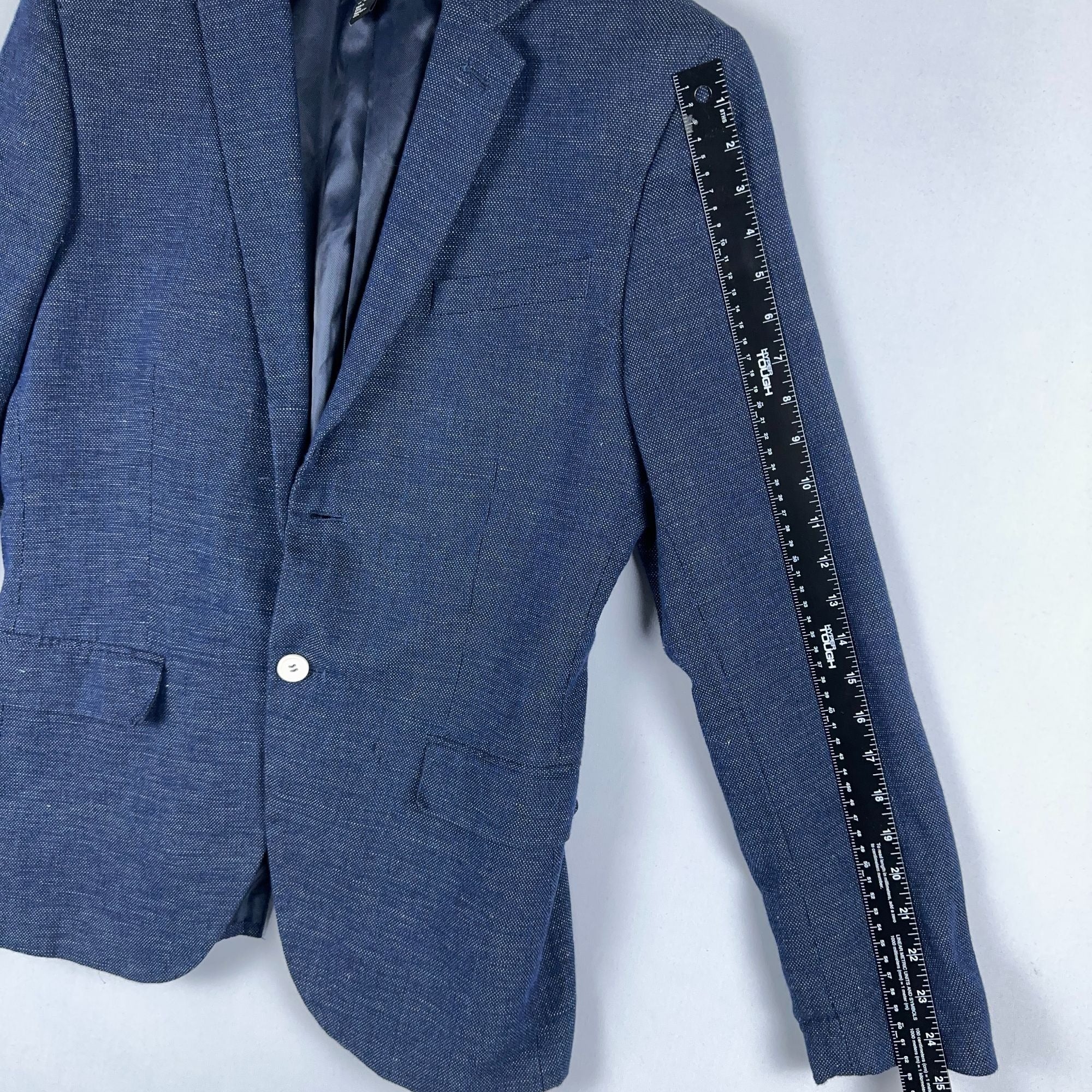 H&M Blazer Jacket Mens Size 40 Regular Blue Slim Fit Two-Button Closure