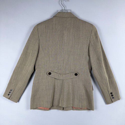 Ann Taylor Blazer Jacket Size Small Herringbone Brown Fully Lined Made USA
