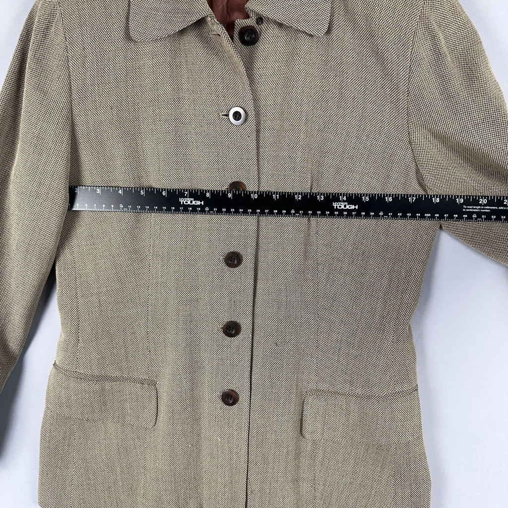 Ann Taylor Blazer Jacket Size Small Herringbone Brown Fully Lined Made USA