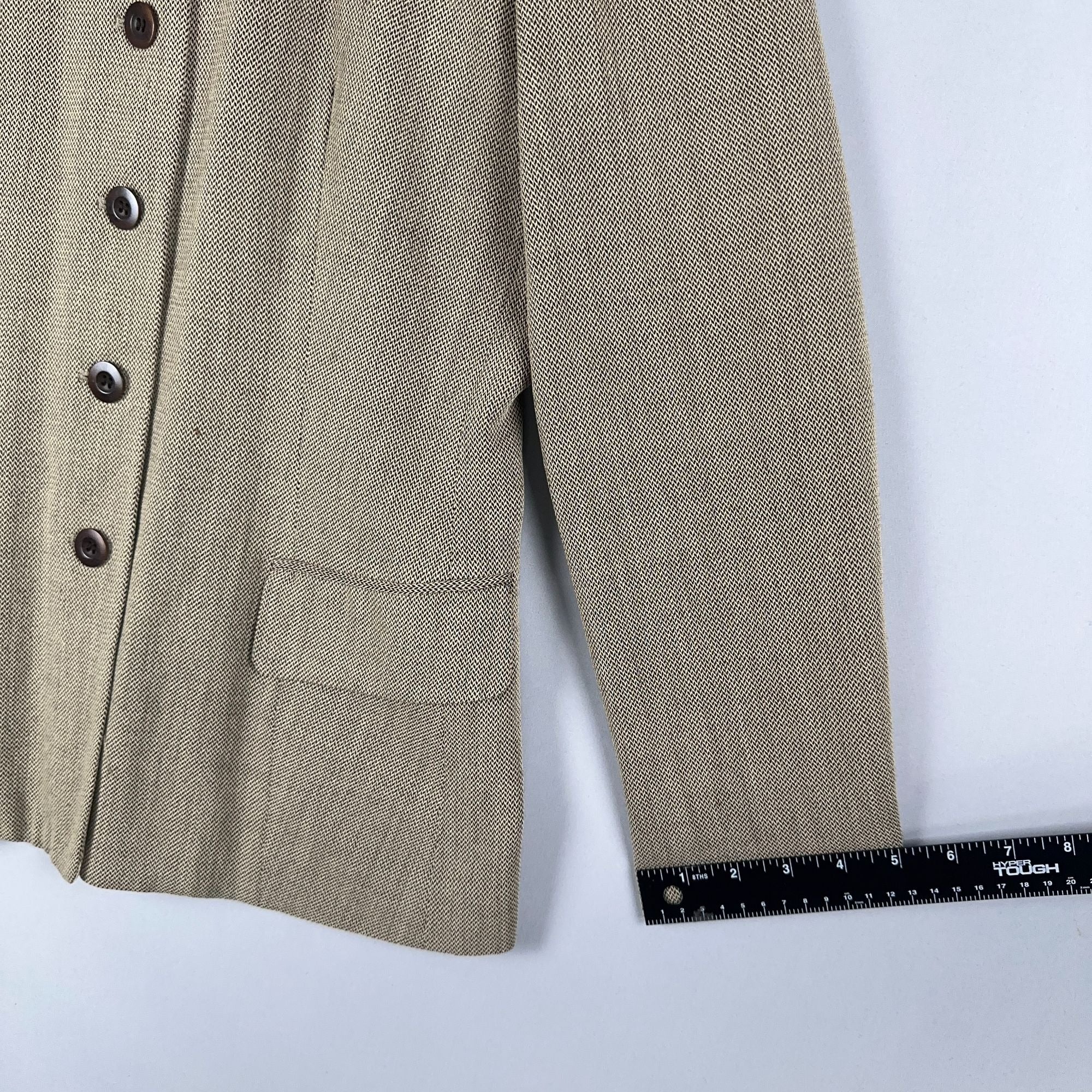 Ann Taylor Blazer Jacket Size Small Herringbone Brown Fully Lined Made USA
