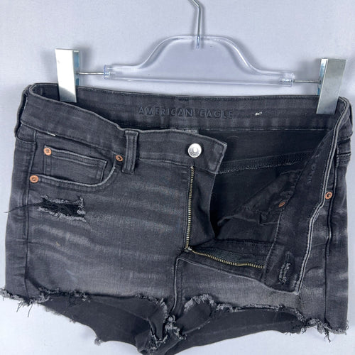 American Eagle Shorts Size 8 Cut Off  Black Distressed High-Rise Frayed Hems