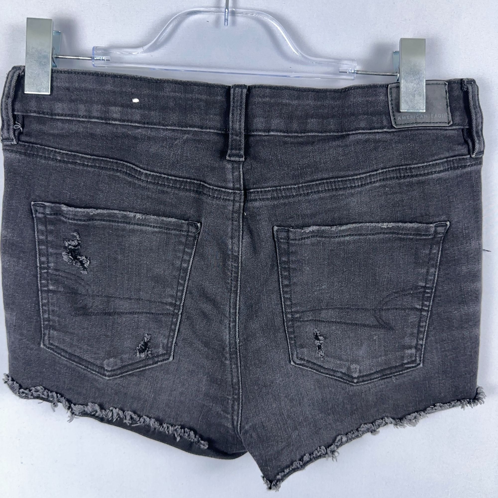 American Eagle Shorts Size 8 Cut Off  Black Distressed High-Rise Frayed Hems