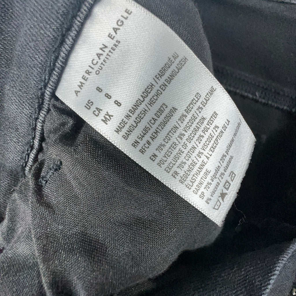 American Eagle Shorts Size 8 Cut Off  Black Distressed High-Rise Frayed Hems