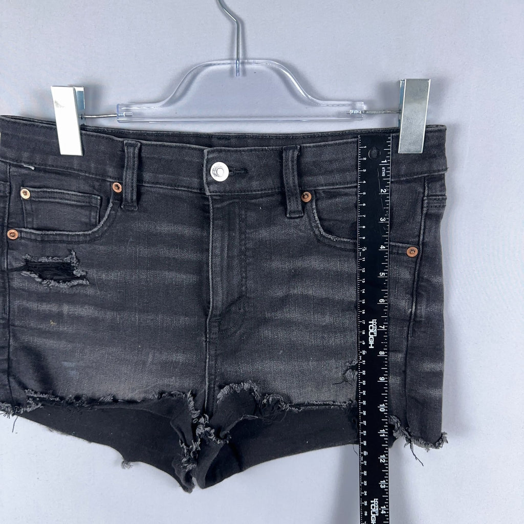 American Eagle Shorts Size 8 Cut Off  Black Distressed High-Rise Frayed Hems