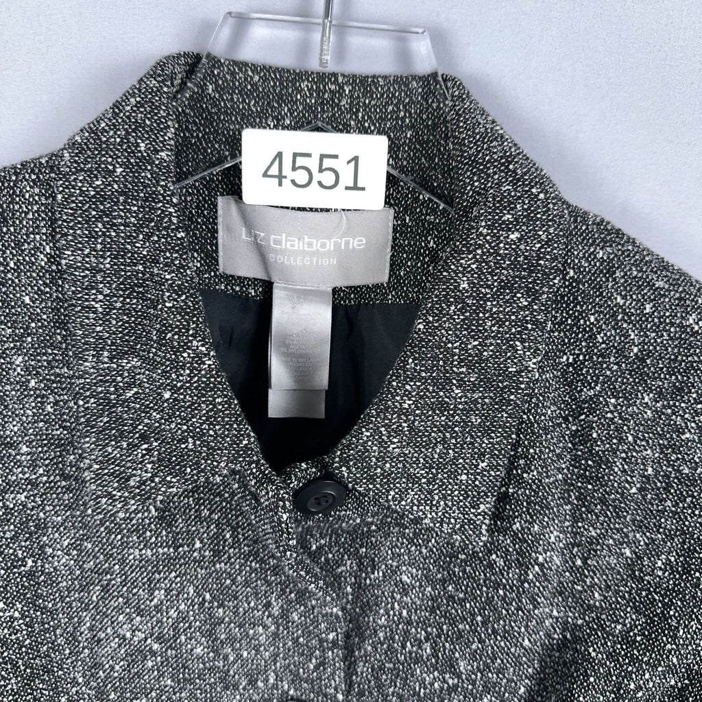 Liz Claiborne Tweed Blazer Jacket Size 8 Gray Long Sleeve