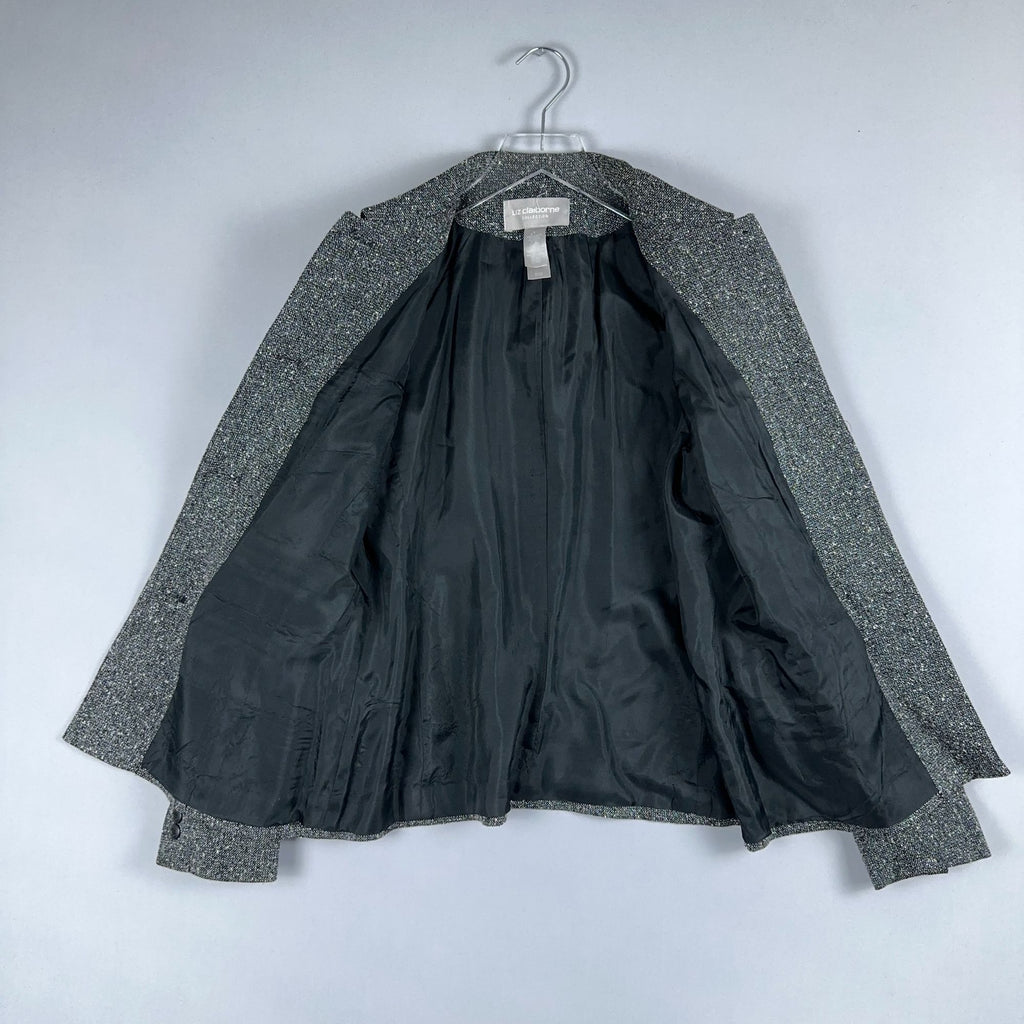 Liz Claiborne Tweed Blazer Jacket Size 8 Gray Long Sleeve