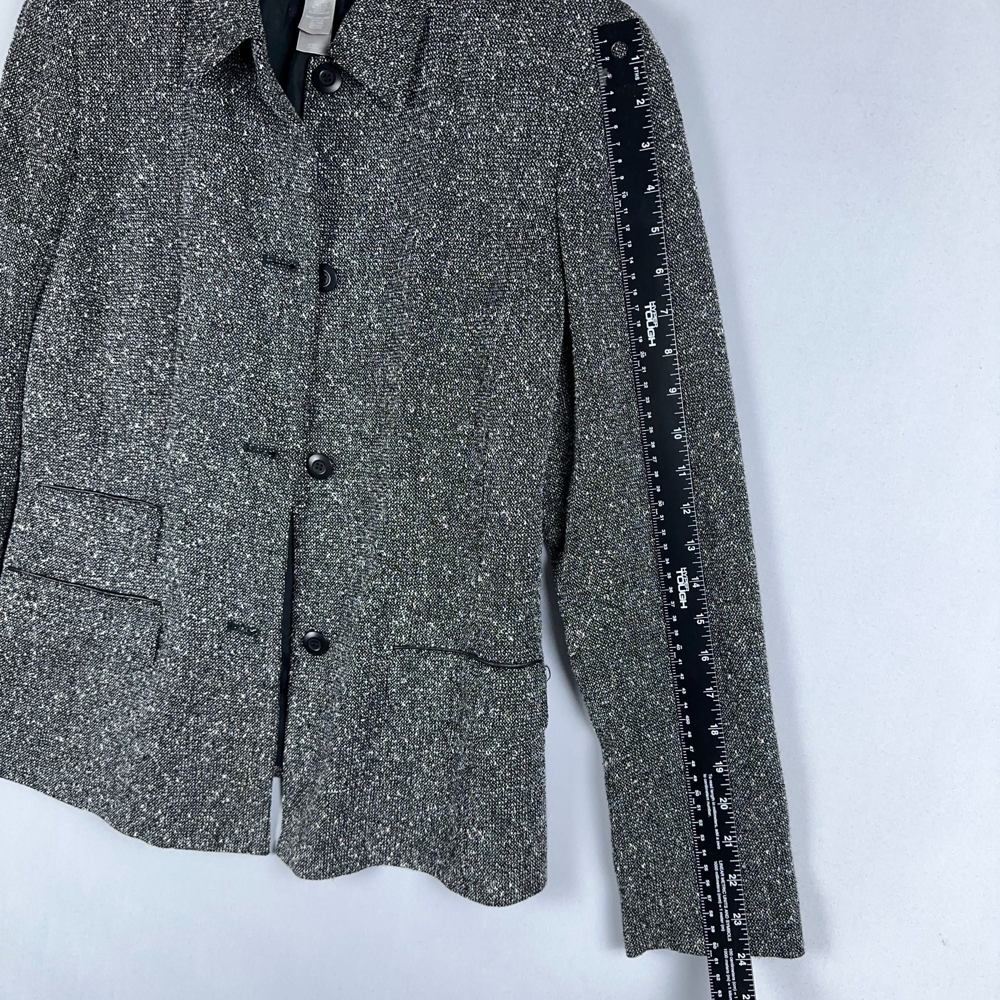 Liz Claiborne Tweed Blazer Jacket Size 8 Gray Long Sleeve